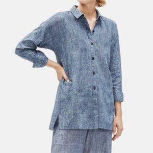EILEEN FISHER HEMP + ORGANIC COTTON CHAMBRAY TUNIC, SZ M